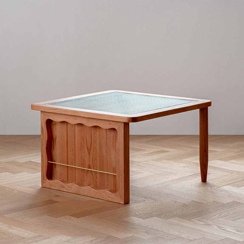 Scandinavian Rectangle Coffee Table in Natural Solid Wood with Storage