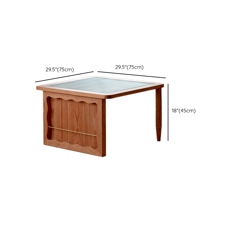 Scandinavian Rectangle Coffee Table in Natural Solid Wood with Storage