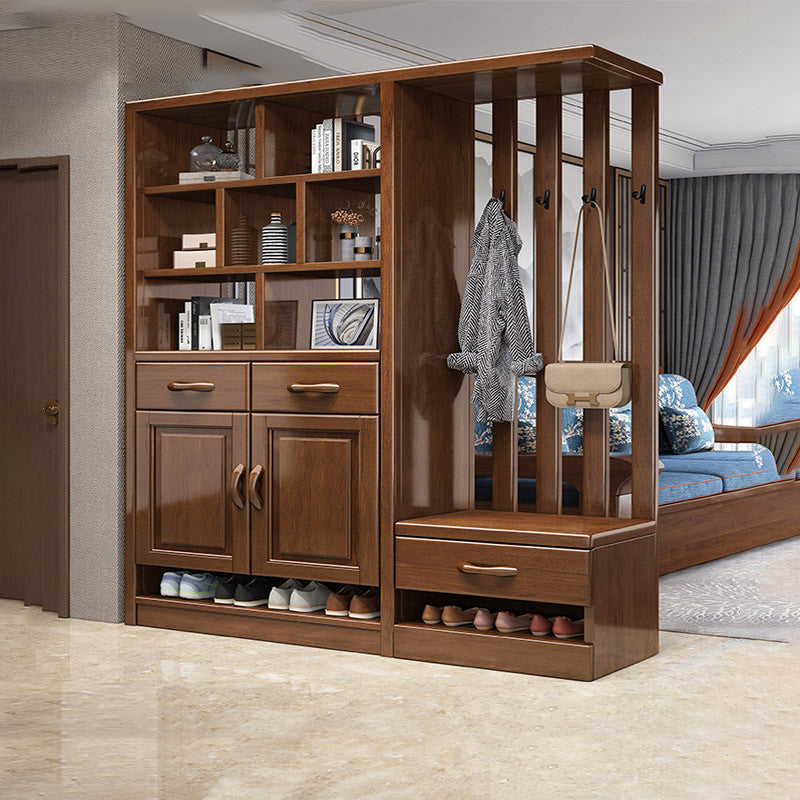 Modern Wood Cabinet in Brown 13.77" Wide Accent Cabinet with Drawers and Doors