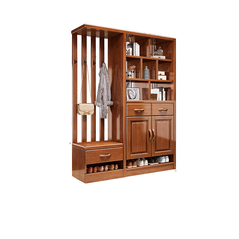 Modern Wood Cabinet in Brown 13.77" Wide Accent Cabinet with Drawers and Doors