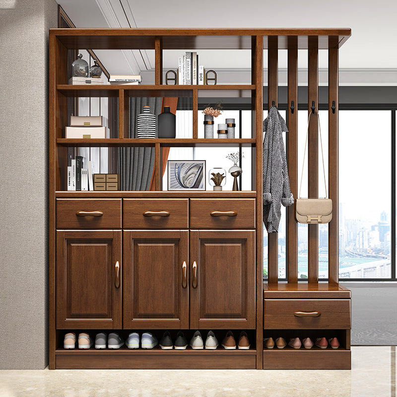 Modern Wood Cabinet in Brown 13.77" Wide Accent Cabinet with Drawers and Doors