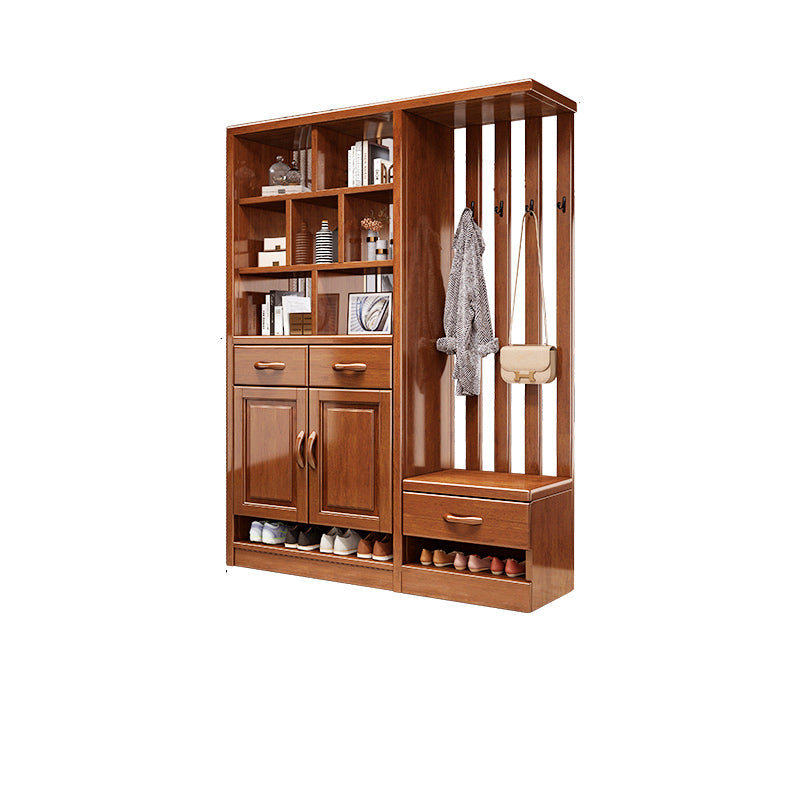 Modern Wood Cabinet in Brown 13.77" Wide Accent Cabinet with Drawers and Doors