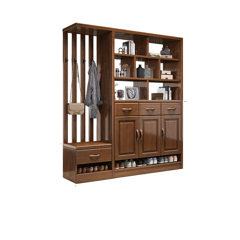 Modern Wood Cabinet in Brown 13.77" Wide Accent Cabinet with Drawers and Doors