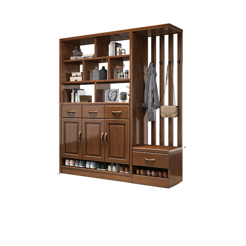 Modern Wood Cabinet in Brown 13.77" Wide Accent Cabinet with Drawers and Doors