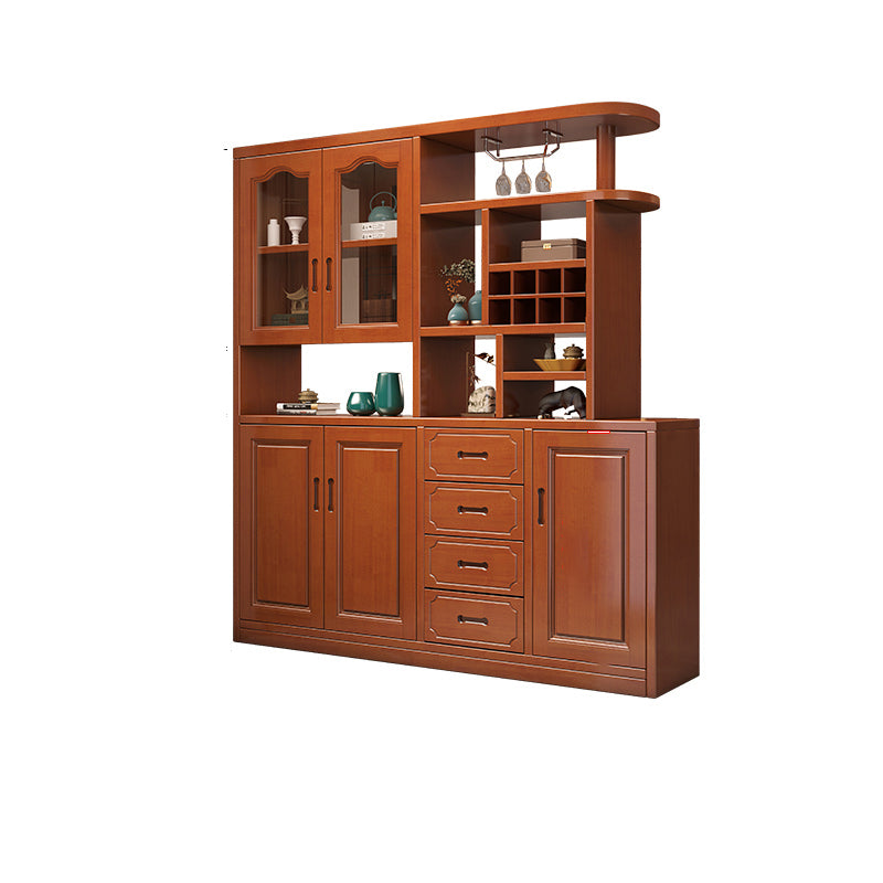 Modern Wood Cabinet in Brown 13.77" Wide Accent Cabinet with Drawers and Doors