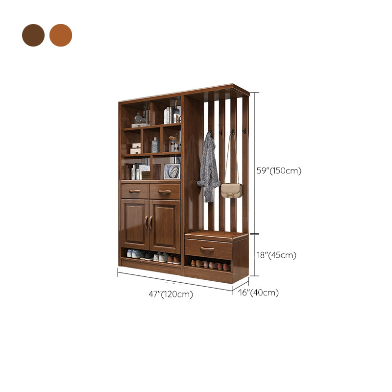 Modern Wood Cabinet in Brown 13.77" Wide Accent Cabinet with Drawers and Doors