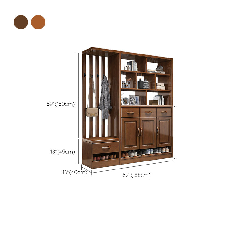 Modern Wood Cabinet in Brown 13.77" Wide Accent Cabinet with Drawers and Doors