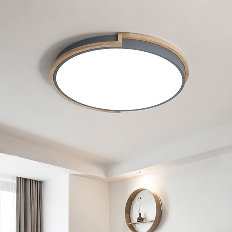 13"/17"/21" W Slim Drum Bedroom Flush Ceiling Light Eye-Caring Acrylic Macron Loft Led Ceiling Lamp in Black/Grey/White