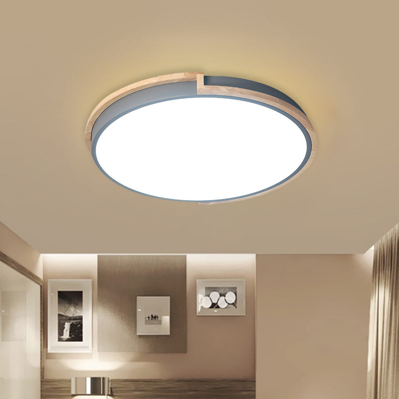 13"/17"/21" W Slim Drum Bedroom Flush Ceiling Light Eye-Caring Acrylic Macron Loft Led Ceiling Lamp in Black/Grey/White