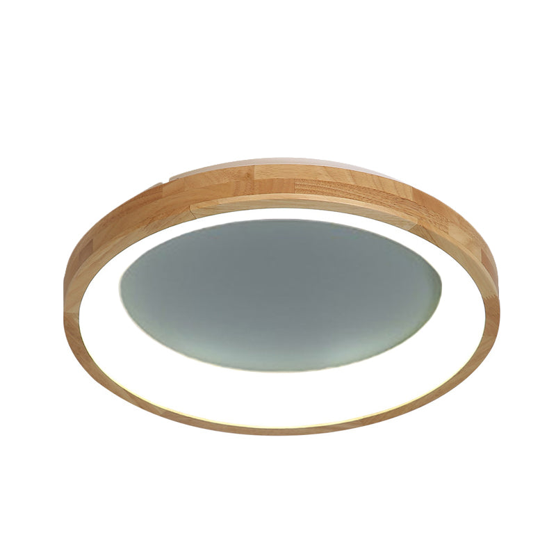 12"/16"/19.5" Wide Dented Circular LED Flush-mount Light Nordic Style Wood and Acrylic Ceiling Light for Hallway
