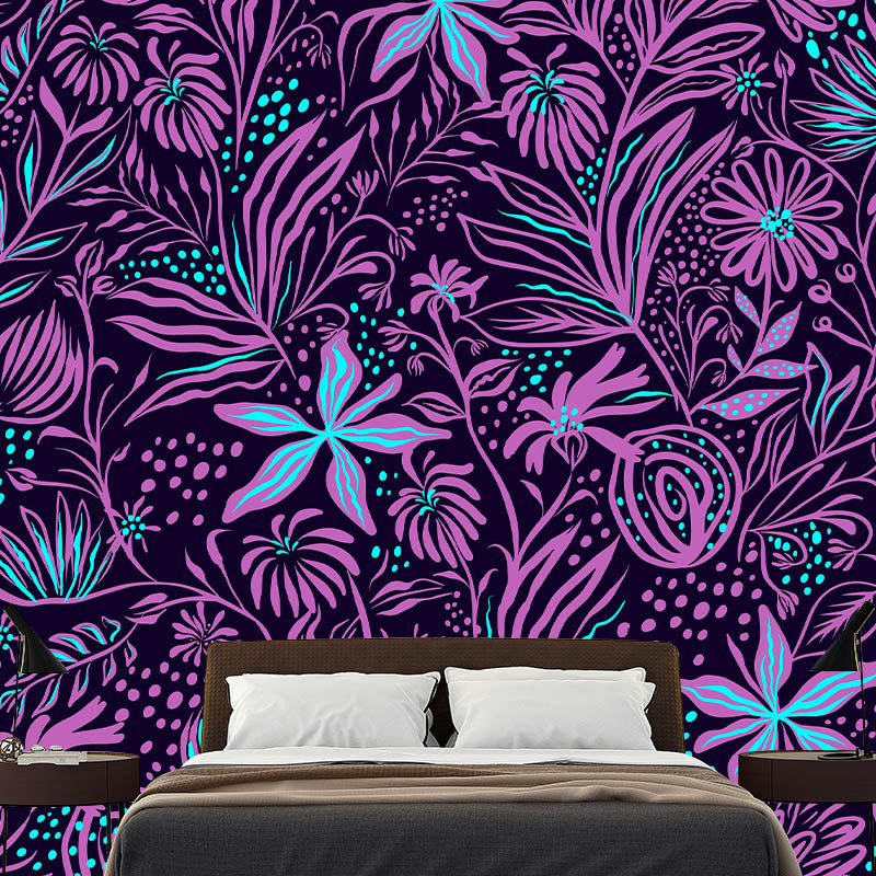 Flower Pattern Mildew Horizontalt Illustration Wall Mural for Living Room