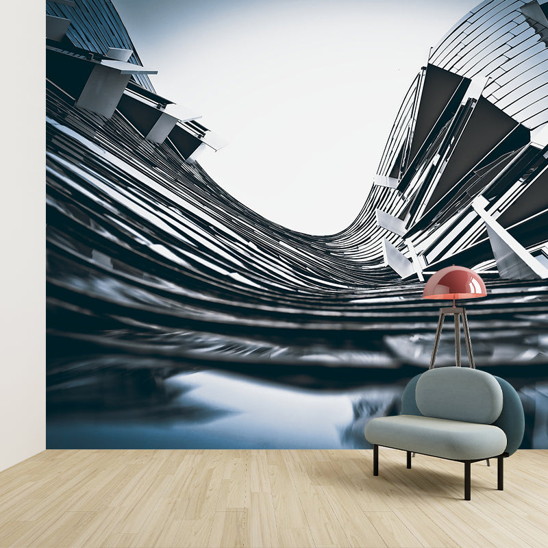 Buildings Pattern Mildew Wall Mural Horizontalt for Living Room
