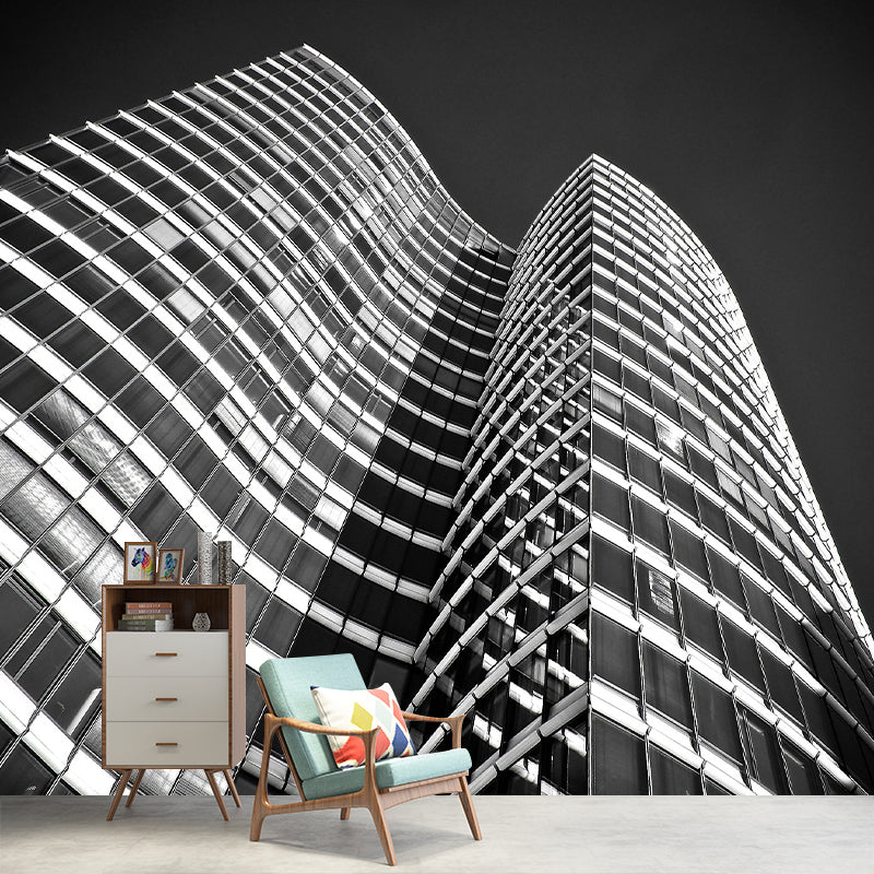 Buildings Pattern Mildew Wall Mural Horizontalt for Living Room