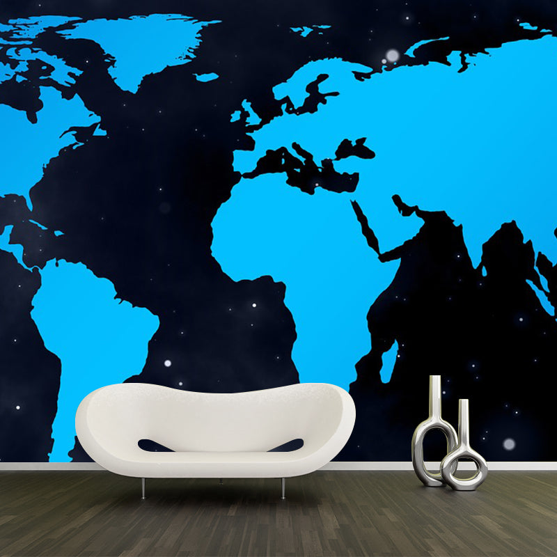 Modern Map Pattern Mildew Wall Mural Horizontalt for Living Room