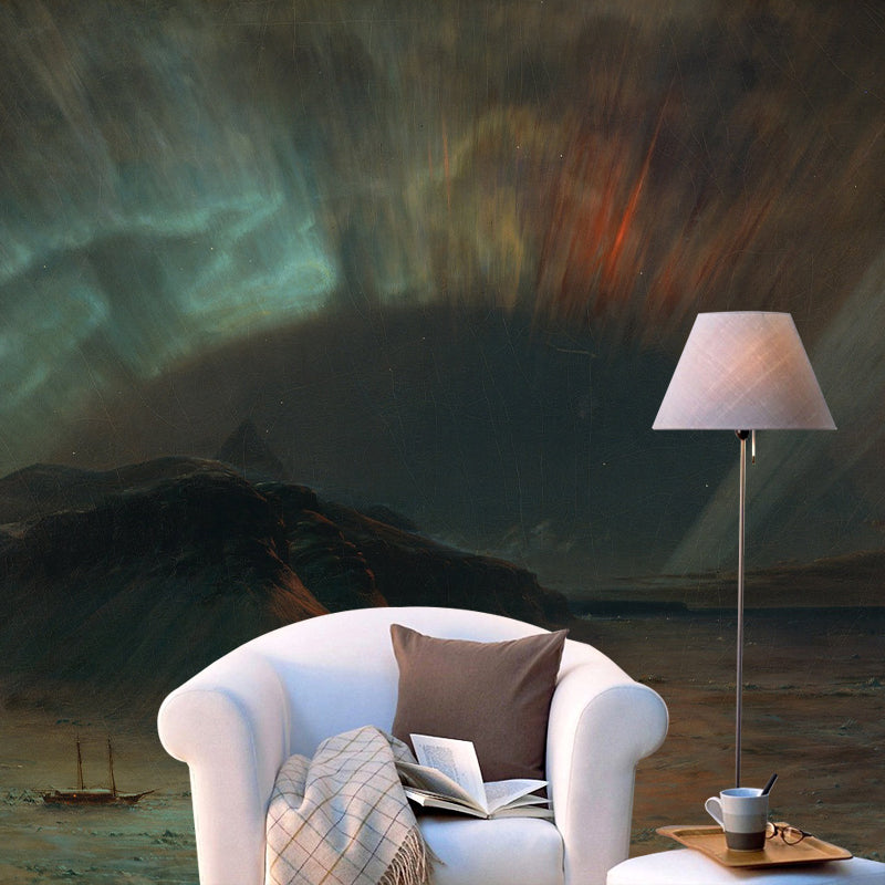 Landscapes Illustration Pattern Mildew Wall Mural Horizontalt for Living Room