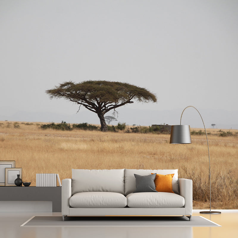 Grassland Photography Pattern Mildew Wall Mural Horizontalt for Living Room