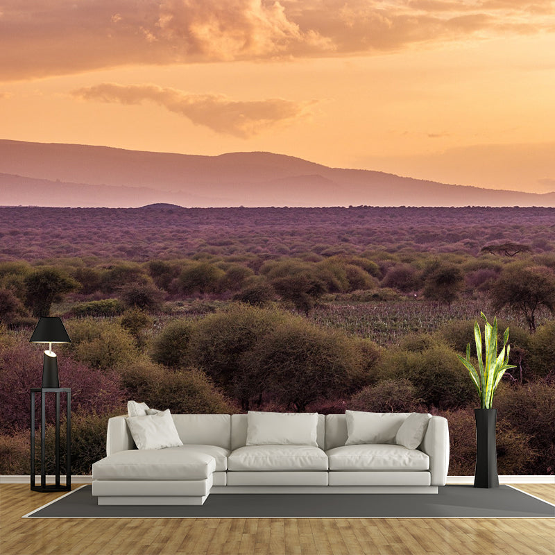 Grassland Photography Pattern Mildew Wall Mural Horizontalt for Living Room