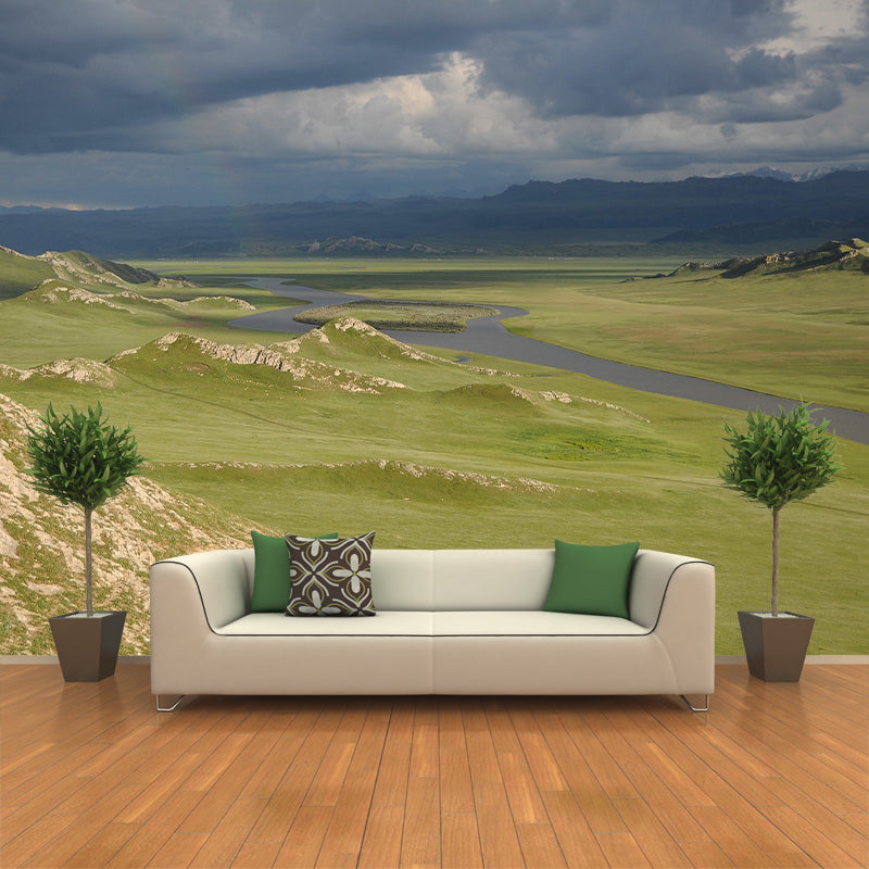 Photography Pattern Mildew Wall Mural Grassland for Living Room