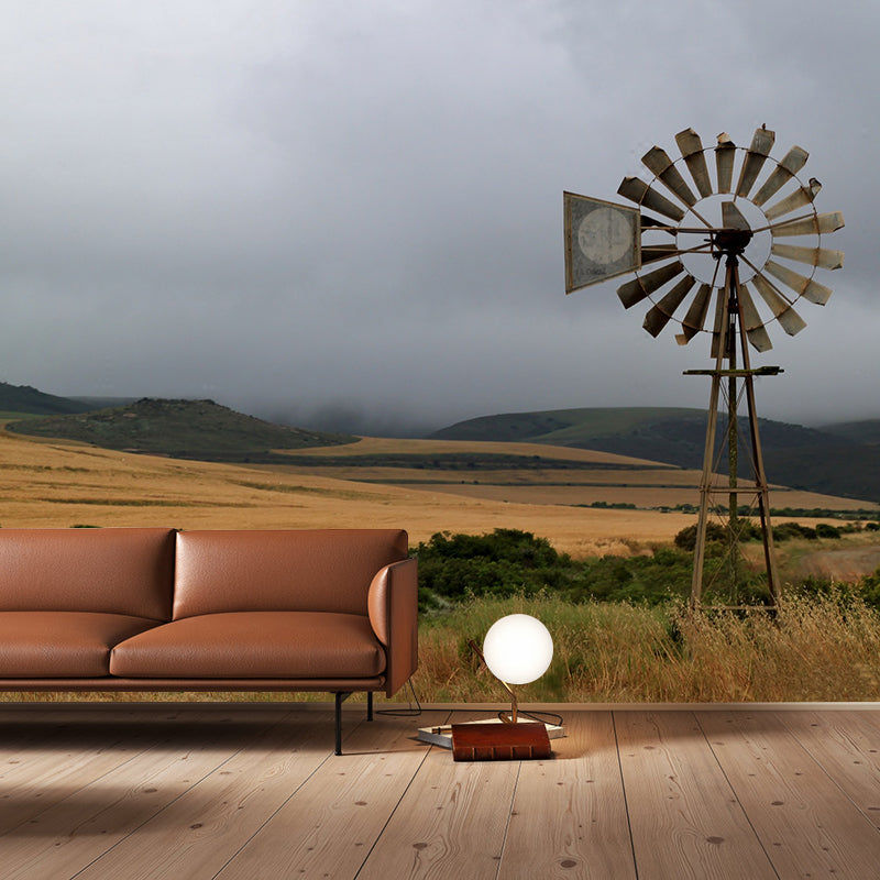 Photography Pattern Mildew Wall Mural Grassland for Living Room
