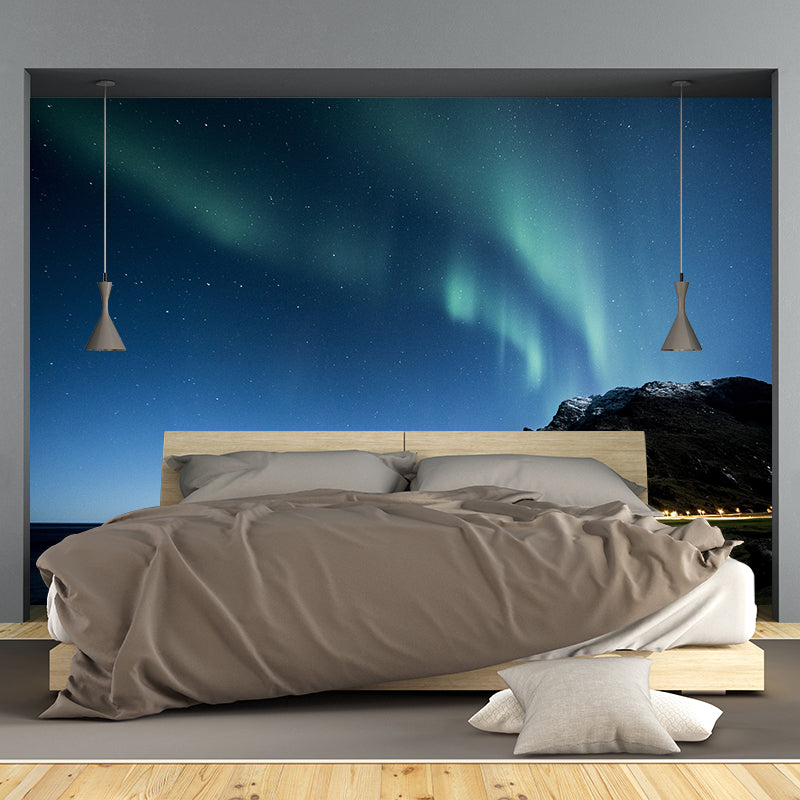 Starry Sky Photography Pattern Mildew Wall Mural Horizontalt for Living Room