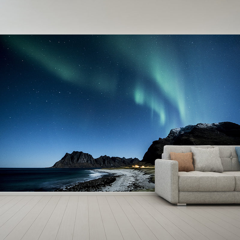 Starry Sky Photography Pattern Mildew Wall Mural Horizontalt for Living Room