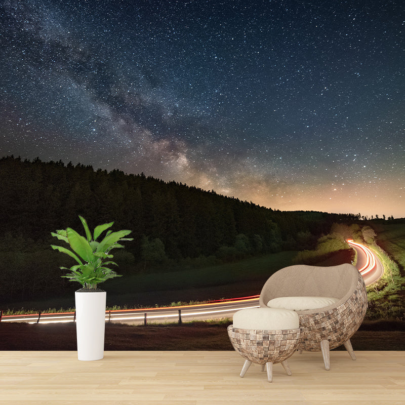 Starry Sky Photography Pattern Mildew Wall Mural Horizontalt for Living Room