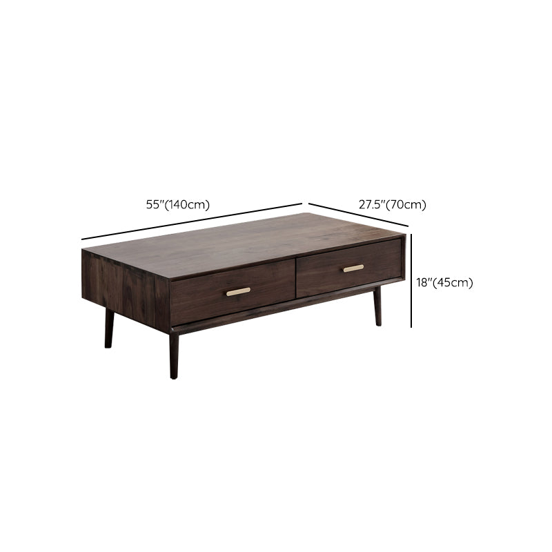 Mid-Century Modern Solid Wood 4 Legs Coffee Table with Drawer