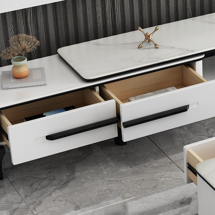 4 Legs Rectangle Contemporary Slate Single Coffee Or End Table with Drawers