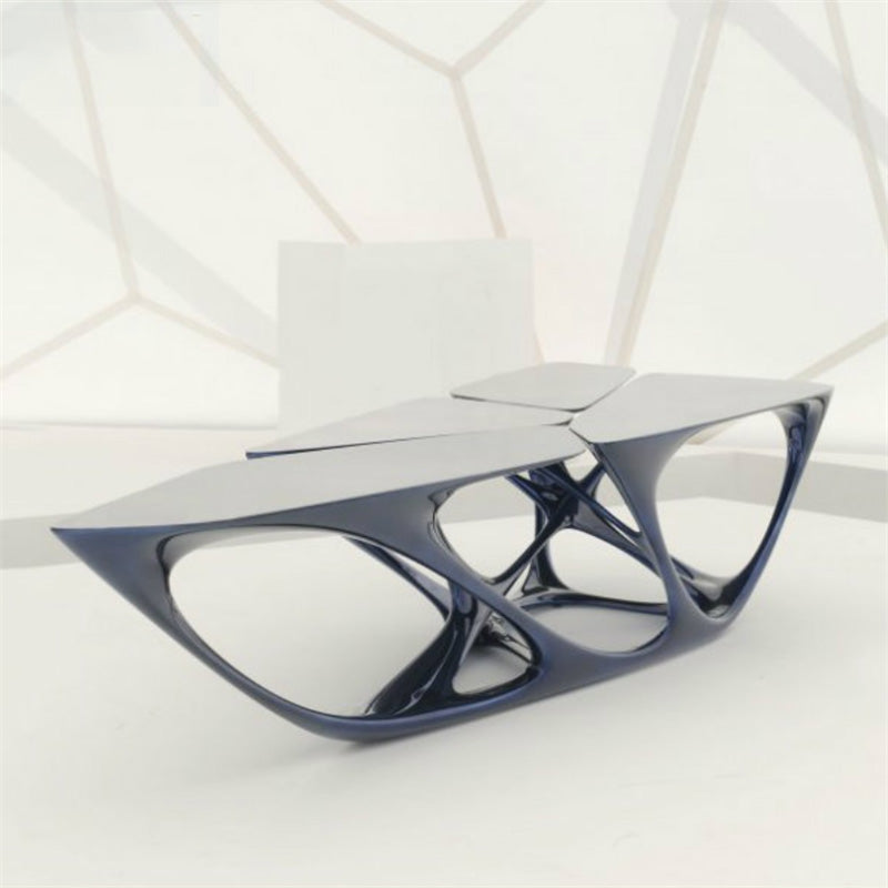 Acrylic Modern Pedestal Free-Form 1 Coffee Table for Bedroom