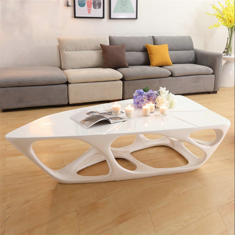 Acrylic Modern Pedestal Free-Form 1 Coffee Table for Bedroom