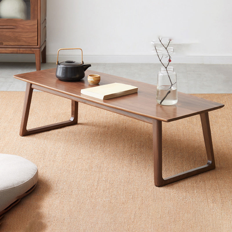 Sled Brown Solid Wood Rectangle Bedroom Modern 1 Coffee Table