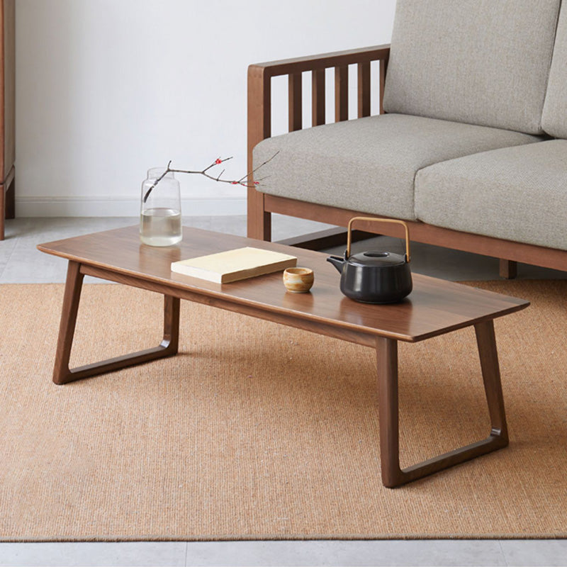 Sled Brown Solid Wood Rectangle Bedroom Modern 1 Coffee Table