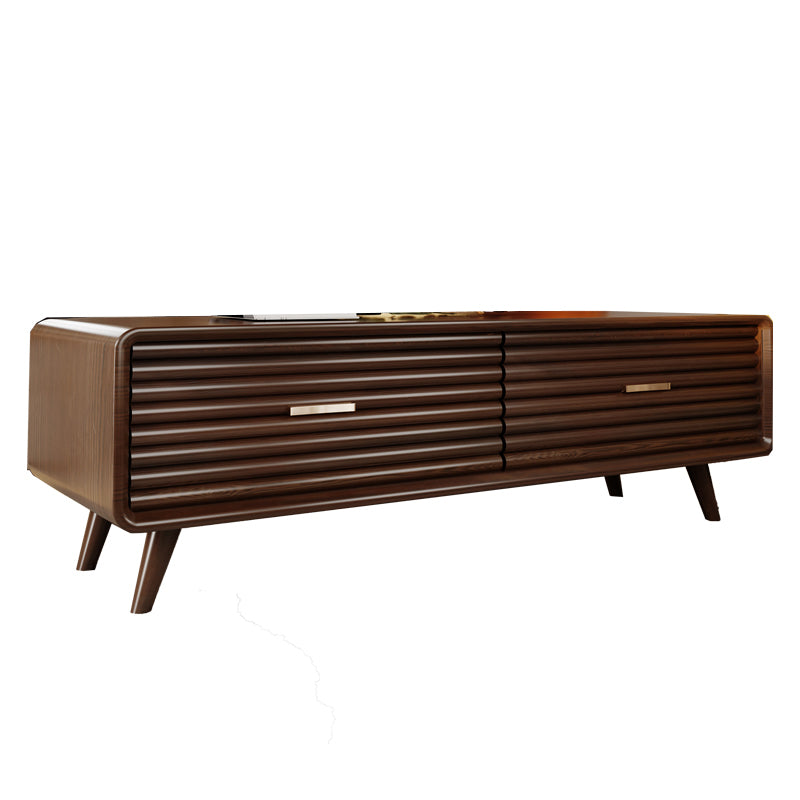 Solid Wood Mid-Century Modern Rectangle Brown Coffee Table with Storage Drawers