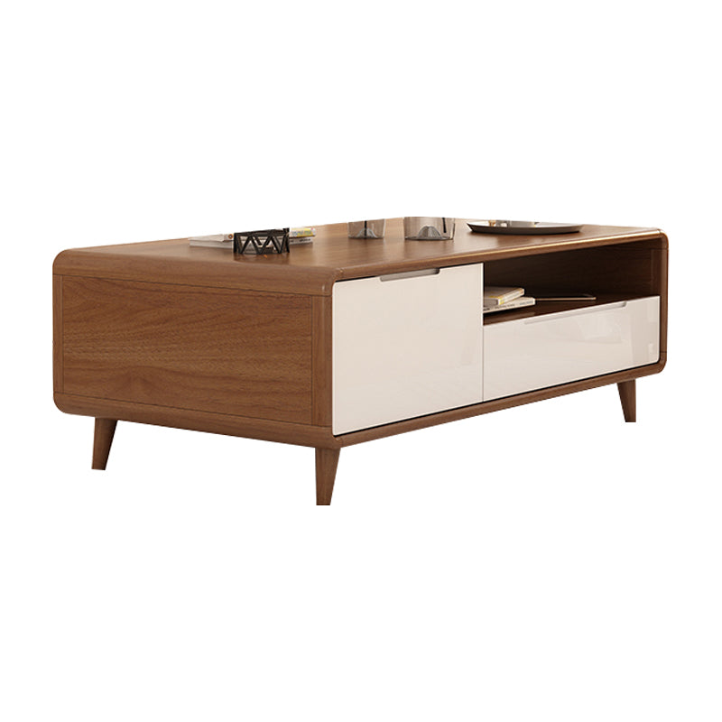 4 Legs Contemporary No Distressing Coffee Table with Storage Shelf