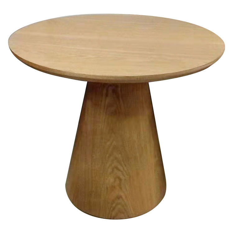 Solid Wood No Distressing Modern Pedestal Round Coffee Table