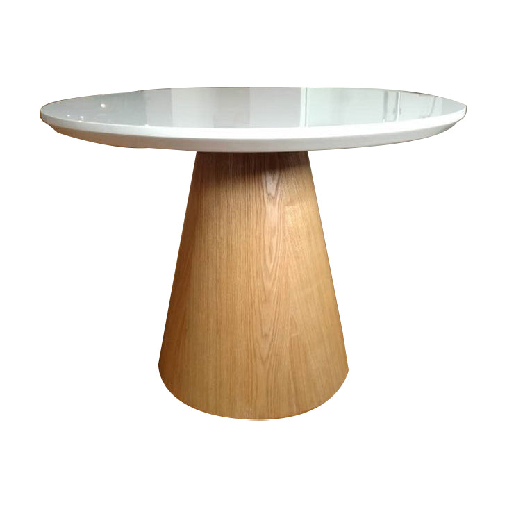 Solid Wood No Distressing Modern Pedestal Round Coffee Table