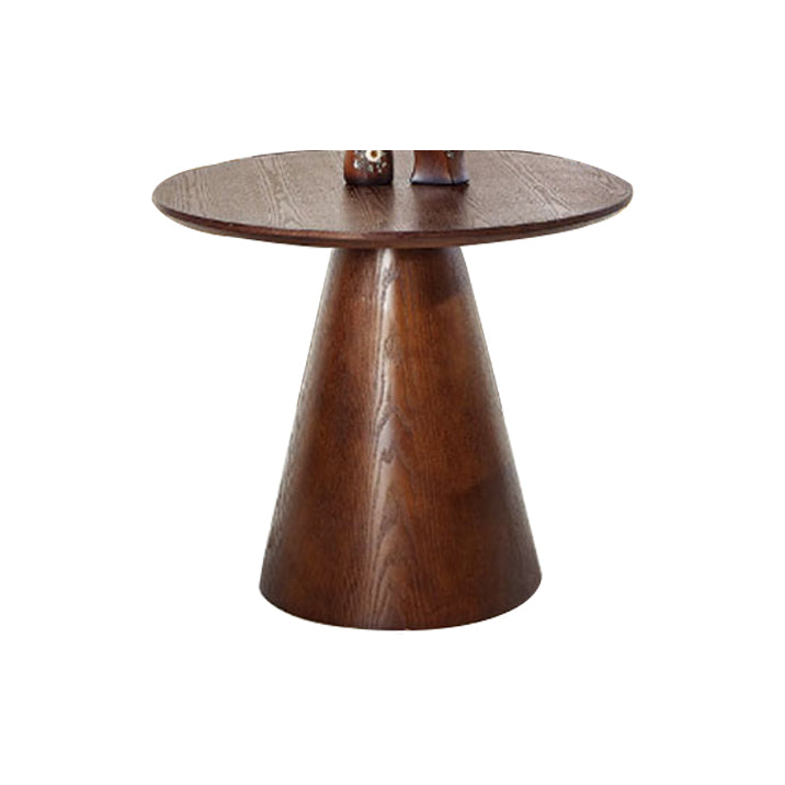 Solid Wood No Distressing Modern Pedestal Round Coffee Table