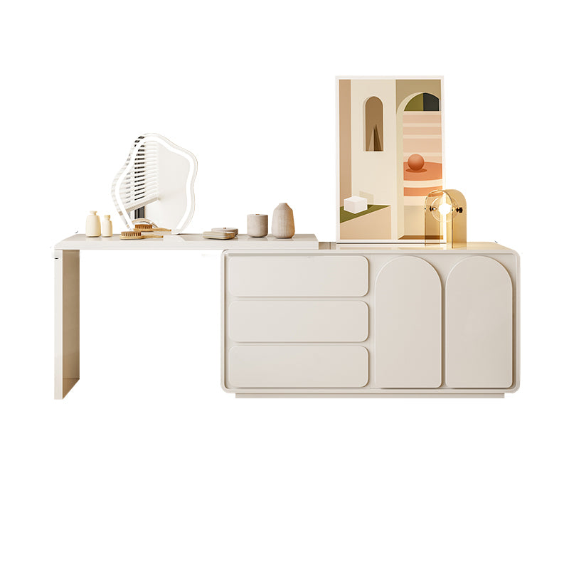 3-Drawer Lighted Mirror Make up Vanity Set in White with Stool
