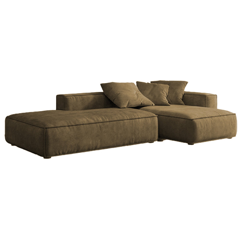 Contemporary Stain Resistant Square Arm Sofa in Brown for Living Room