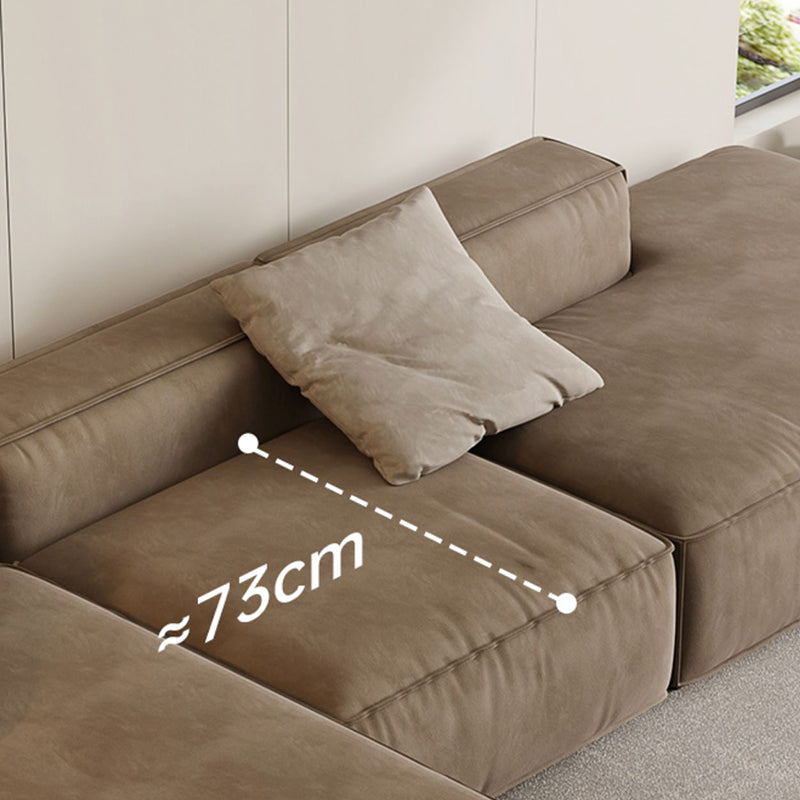 Contemporary Stain Resistant Square Arm Sofa in Brown for Living Room