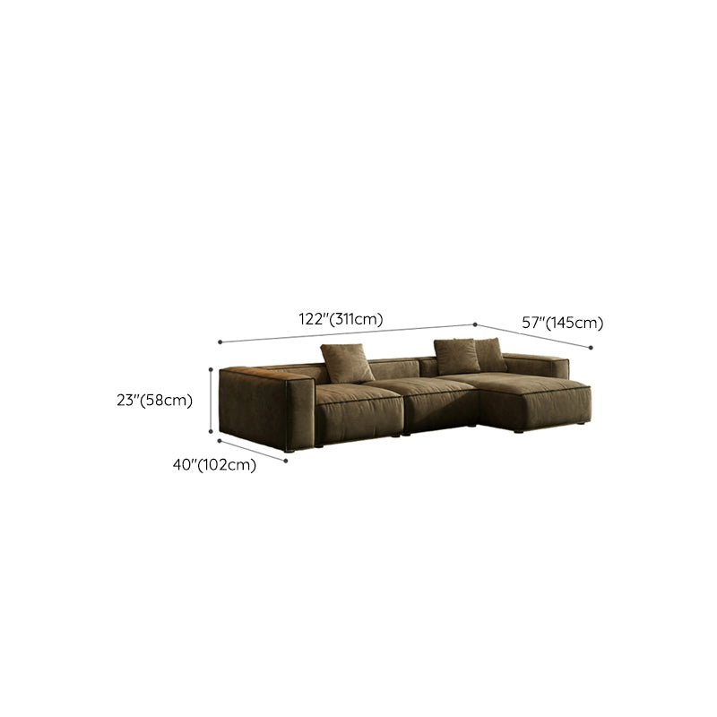 Contemporary Stain Resistant Square Arm Sofa in Brown for Living Room