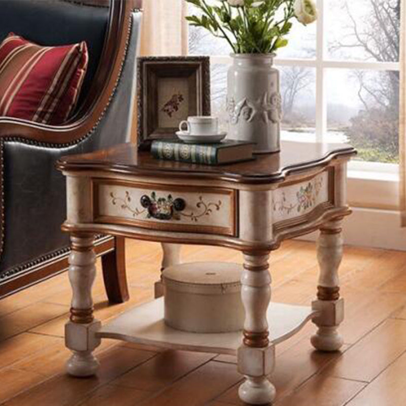 French Country Distressed Cocktail Table in Solid Wood for Living Room