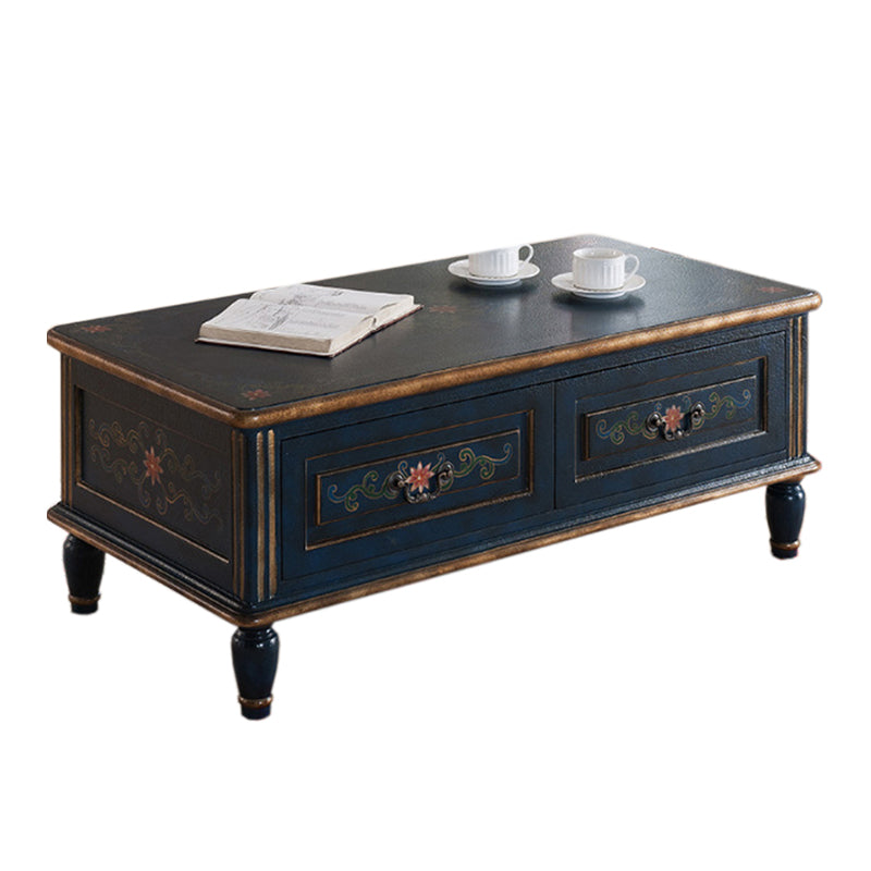 French Country Distressed Cocktail Table in Solid Wood for Living Room