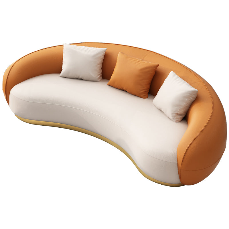 Contemporary Solid Color Sloped Arm Curved Sofa for Living Room
