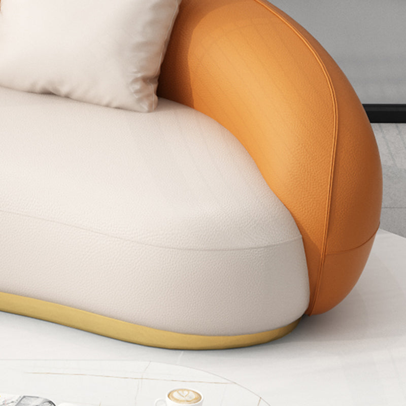 Contemporary Solid Color Sloped Arm Curved Sofa for Living Room