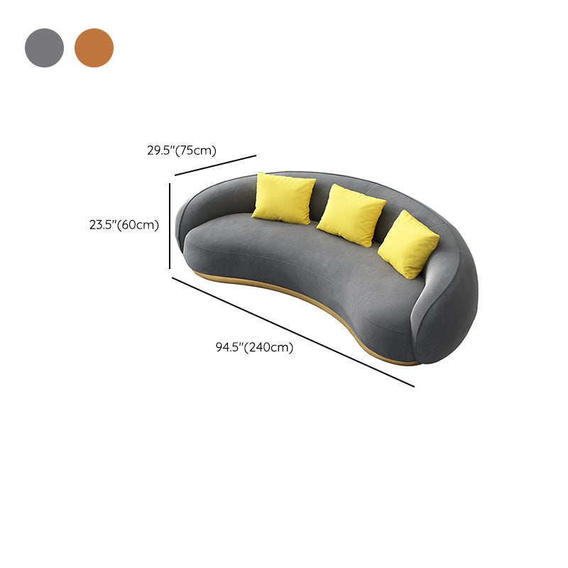 Contemporary Solid Color Sloped Arm Curved Sofa for Living Room