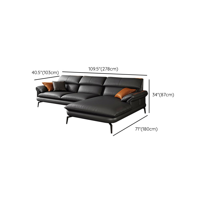 Contemporary Leather Pillow Top Arm Sofa in Gray For Living Room