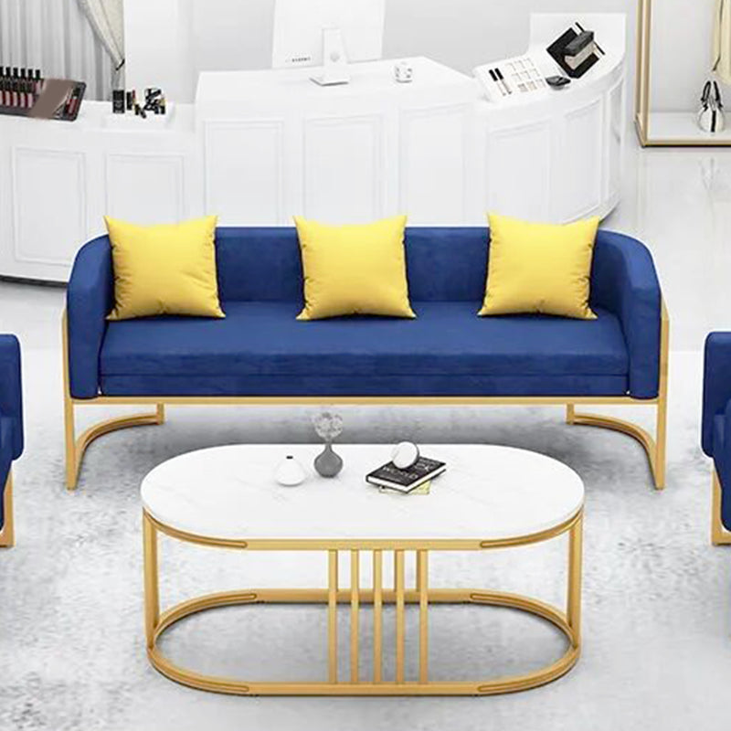 Scandinavian Solid Color Velvet Pillow Back Sofa with Tuxedo Arm