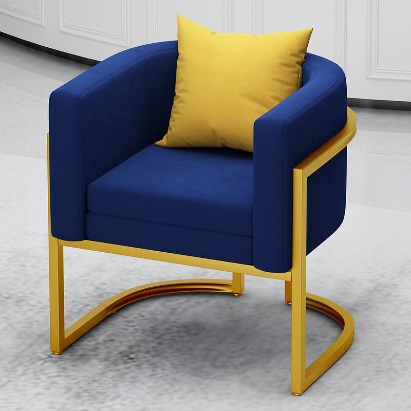 Scandinavian Solid Color Velvet Pillow Back Sofa with Tuxedo Arm