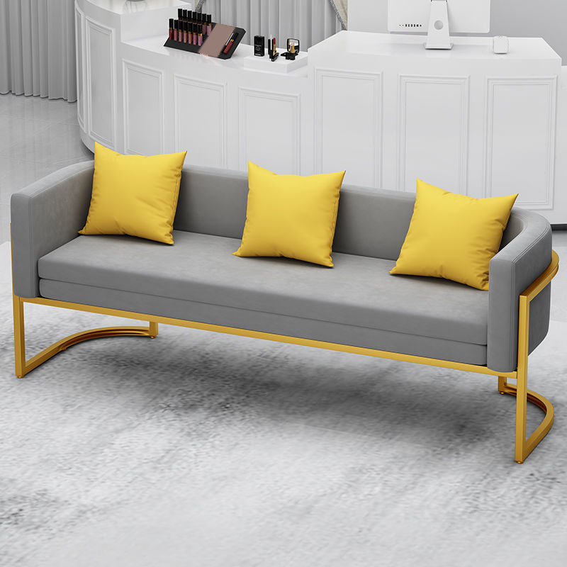 Scandinavian Solid Color Velvet Pillow Back Sofa with Tuxedo Arm